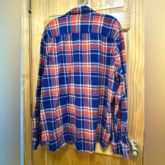 Gap untucked size 2XL orange and cobalt flannel shirt - Picture 5 of 9